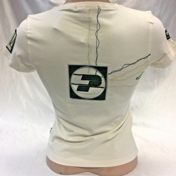Women's Fashion Pepe Jeans Ivory | Green Tee Shirt NWT - Picture 3 of 3